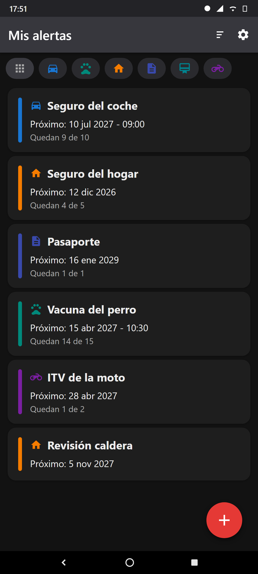 Lembra — lista de alertas