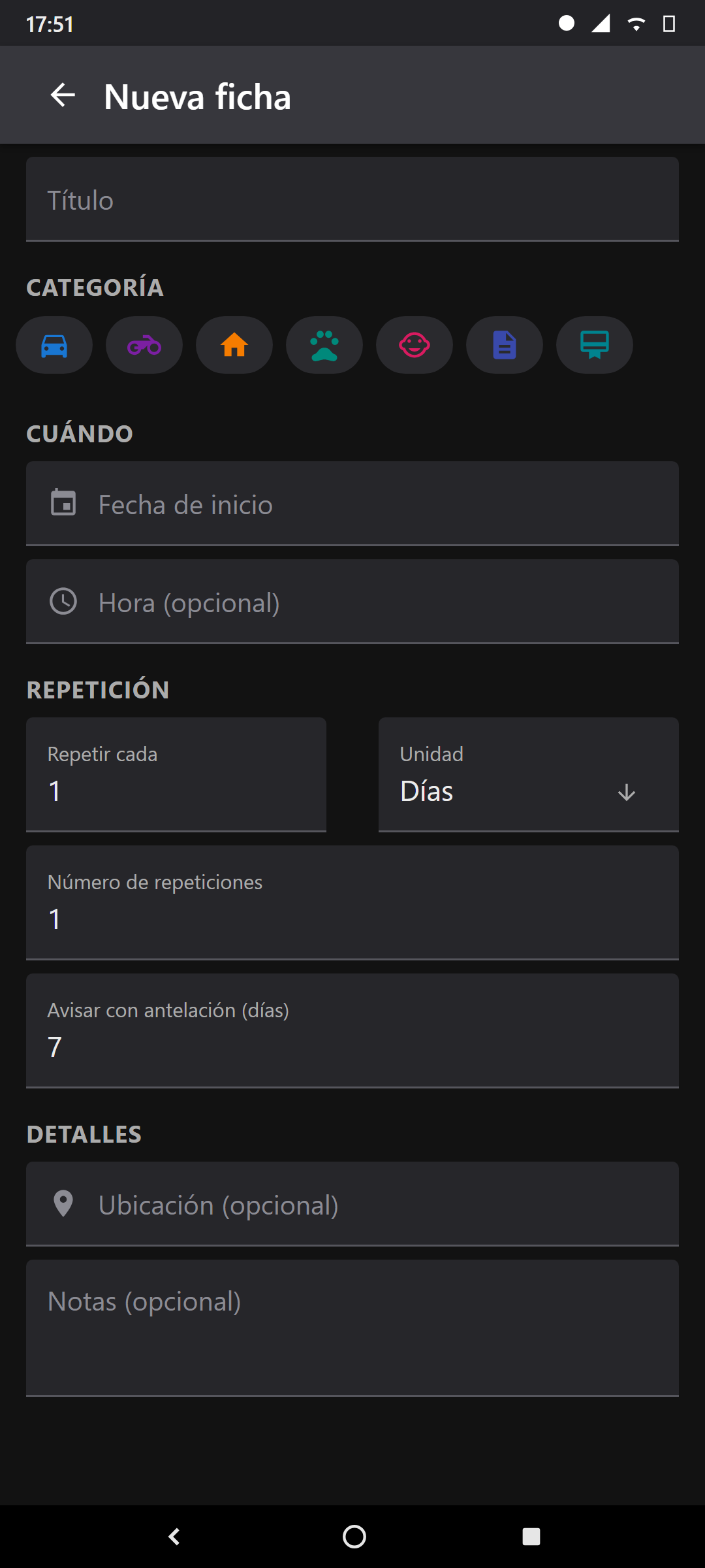 Crear una ficha